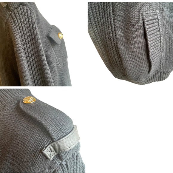 Lauren Ralph Lauren Black Military Cardigan Sweater Chunky Knit Classic Size 2X - Picture 8 of 13